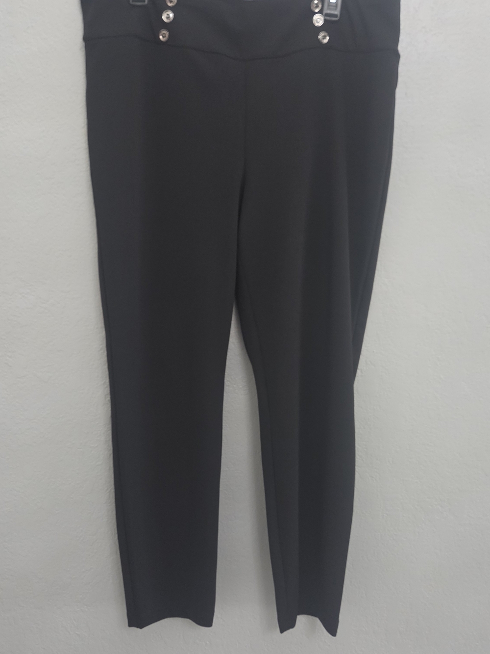 Soho Black Straight-Leg Dress Pants with Button Detail (XL)